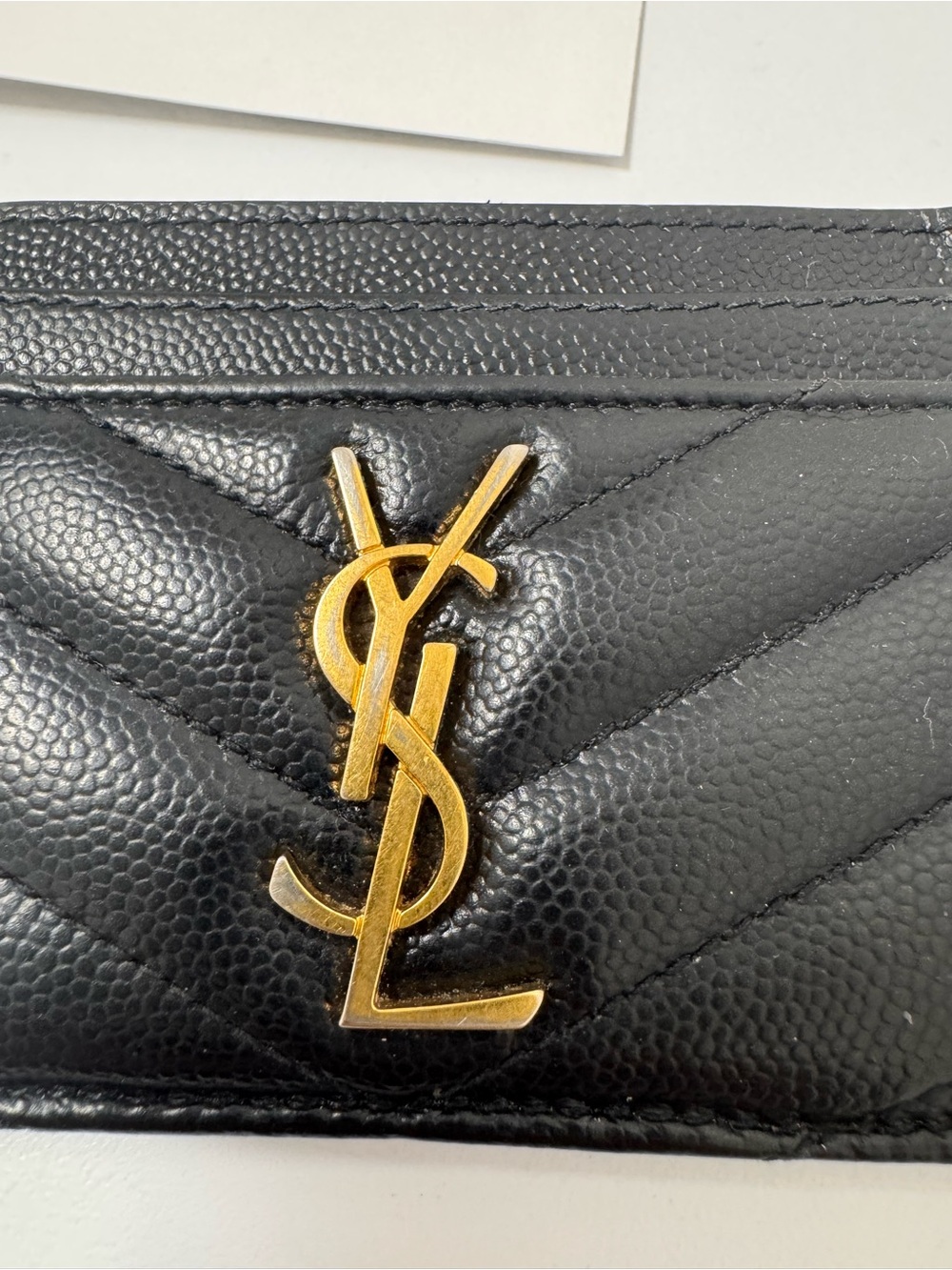 Yves Saint Laurent Black Leather Card Holder with Gold Logo Hardware - Picture 2 of 10